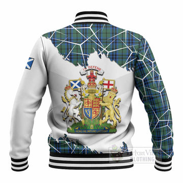Keith Tartan Baseball Jacket with Family Crest and Lion Rampant Grunge Style