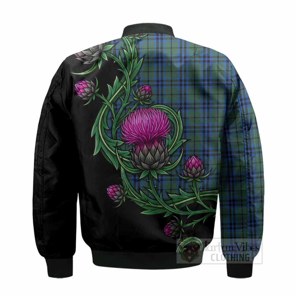Keith Tartan Bomber Jacket Resilient Scottish Thistle - Tartan Vibes Clothing