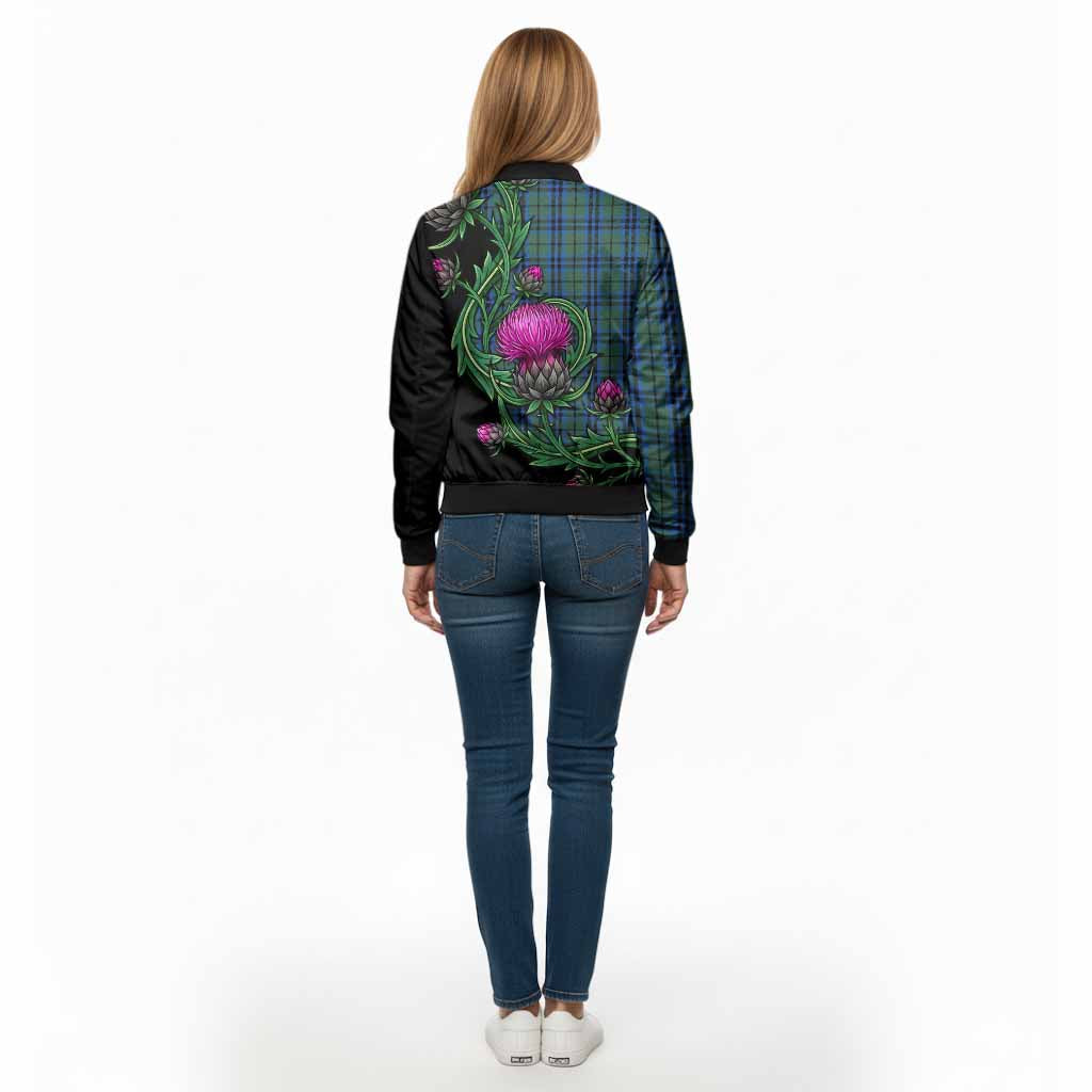 Keith Tartan Bomber Jacket Resilient Scottish Thistle - Tartan Vibes Clothing
