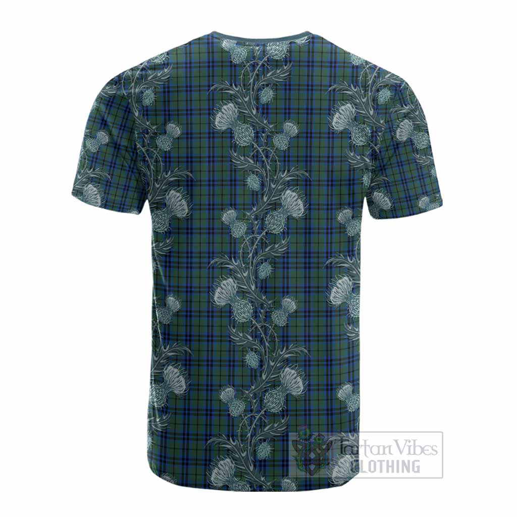 Keith Tartan Cotton T-shirt Seamless Scottish Thistle Flowers