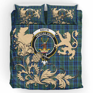 Keith Tartan Crest Bedding Set with Scottish Iconic Symbols 