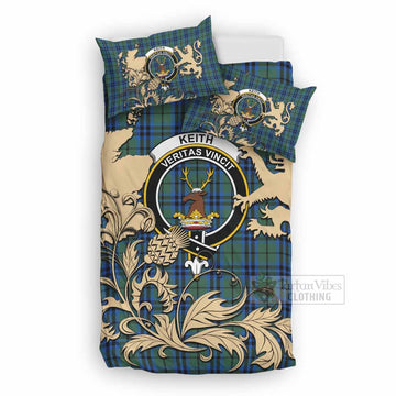 Keith Tartan Crest Bedding Set with Scottish Iconic Symbols 