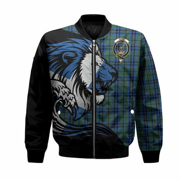 Keith Tartan Crest Bomber Jacket Scottish Golden Lions Wave Flow