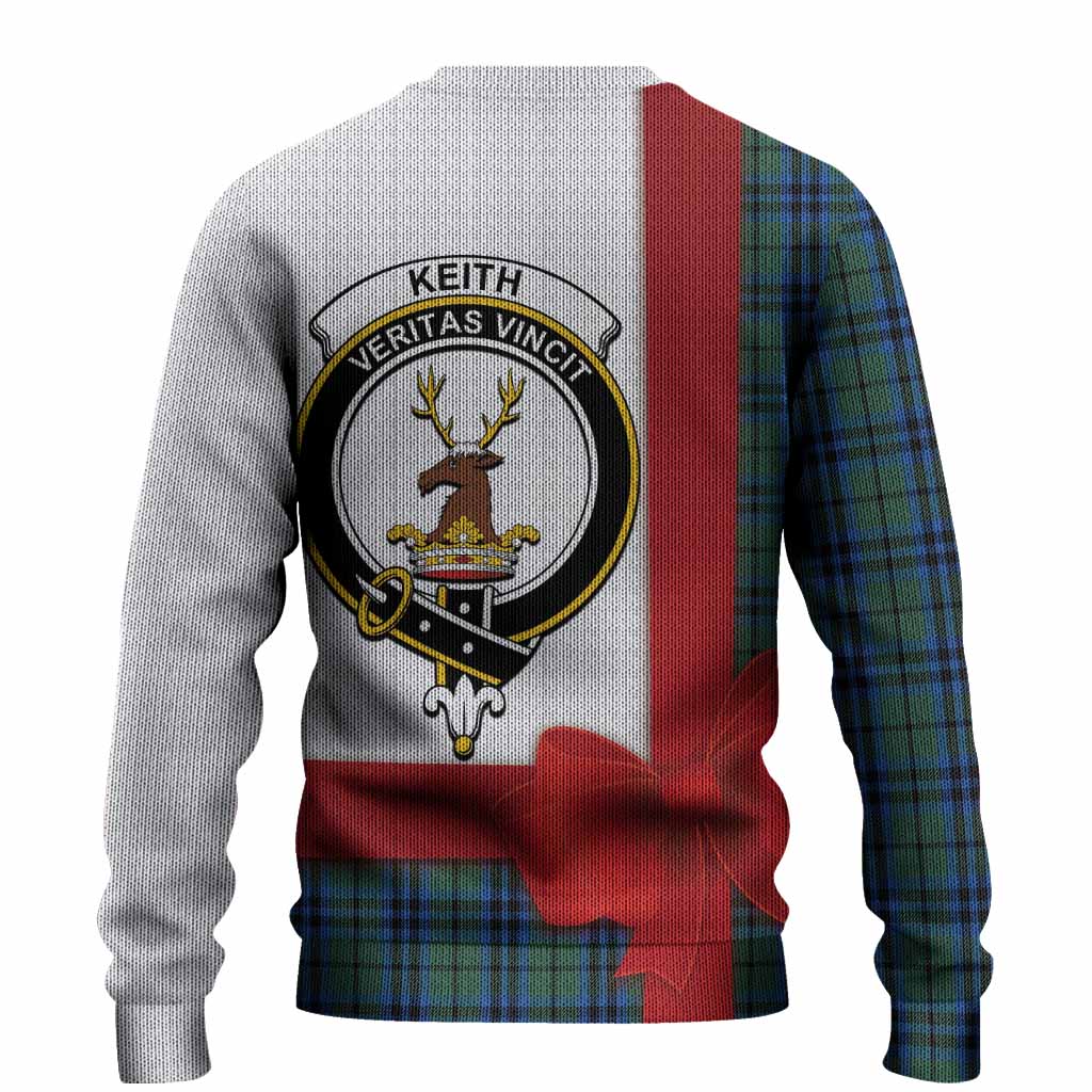 Keith Tartan Crest Christmas Christmas Ugly Sweater Highland Cow Bagpipes Coquette Bow Style