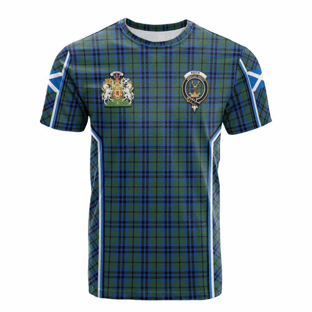 Keith Tartan Crest Cotton T-shirt Scotland Coat of Arm Flag Style - Tartan Vibes Clothing