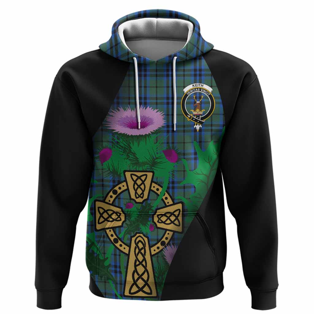 Keith Tartan Crest Hoodie Celtic Cross Thistle Flowers