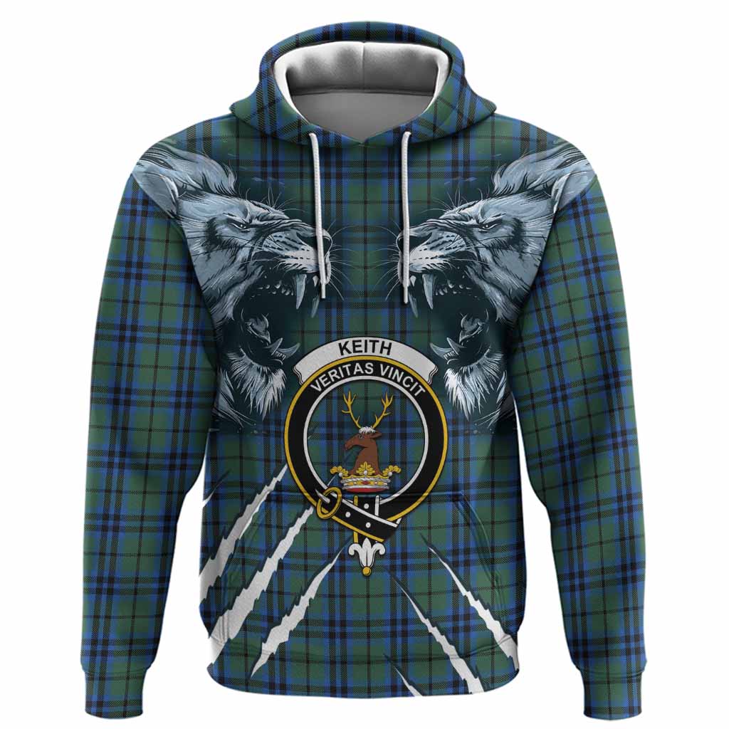 Keith Tartan Crest Hoodie Ferocious Lion Style