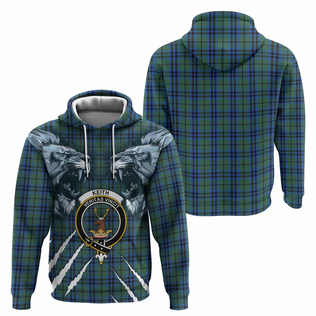 Keith Tartan Crest Hoodie Ferocious Lion Style