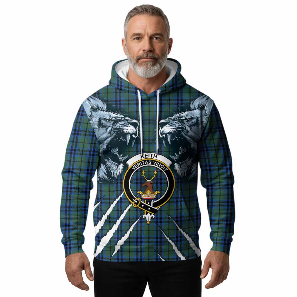Keith Tartan Crest Hoodie Ferocious Lion Style