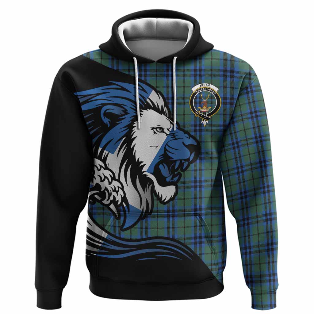 Keith Tartan Crest Hoodie Scottish Golden Lions Wave Flow