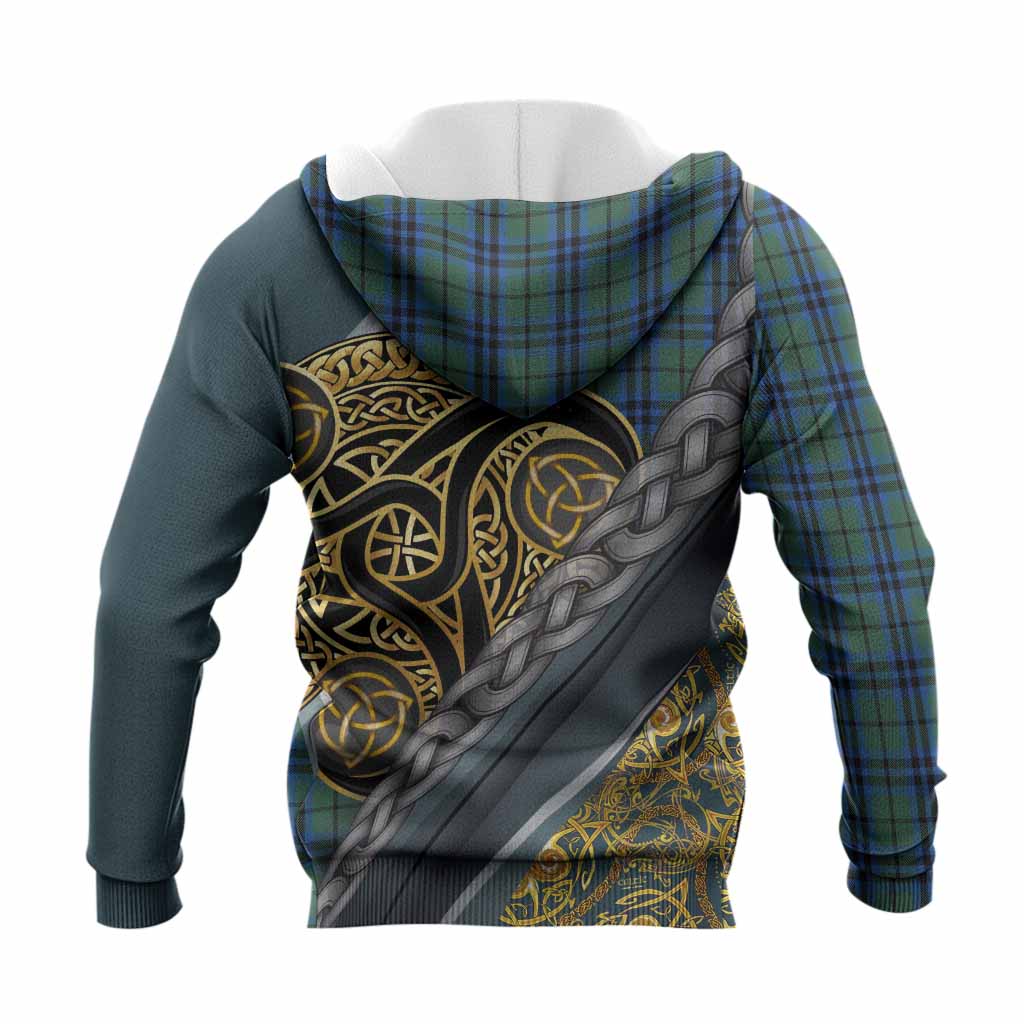 Keith Tartan Crest Knitted Hoodie Scottish Triskele Celtic