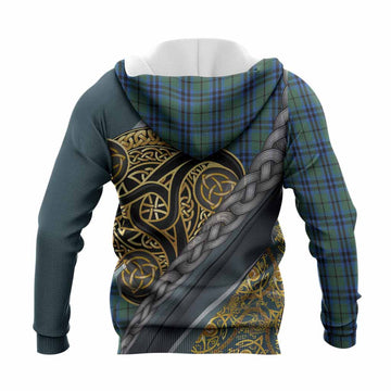 Keith Tartan Crest Knitted Hoodie Scottish Triskele Celtic