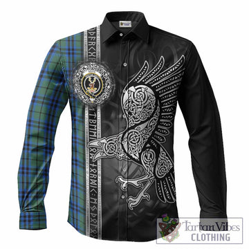 Keith Tartan Crest Long Sleeve Button Shirts Norse Mythology Viking Odin Crow Tattoo