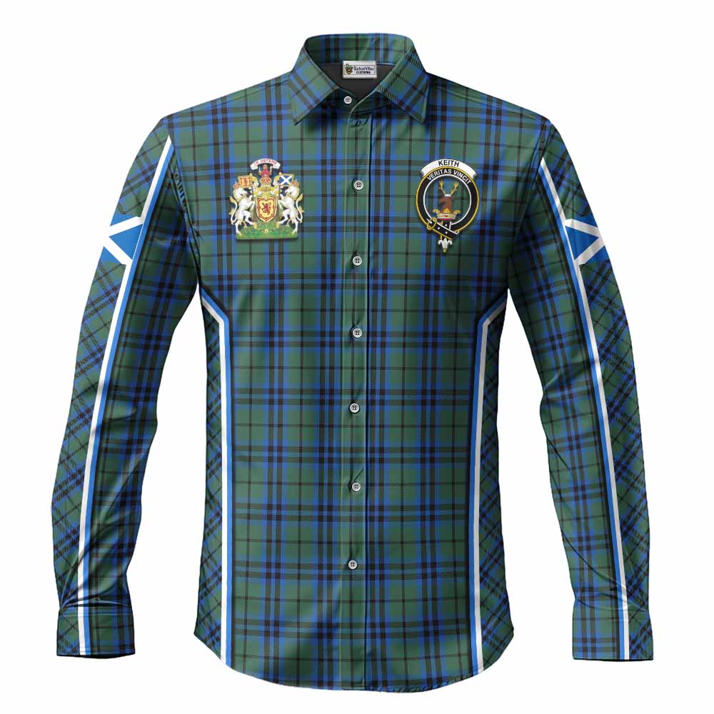 Keith Tartan Crest Long Sleeve Button Shirts Scotland Coat of Arm Flag Style - Tartan Vibes Clothing