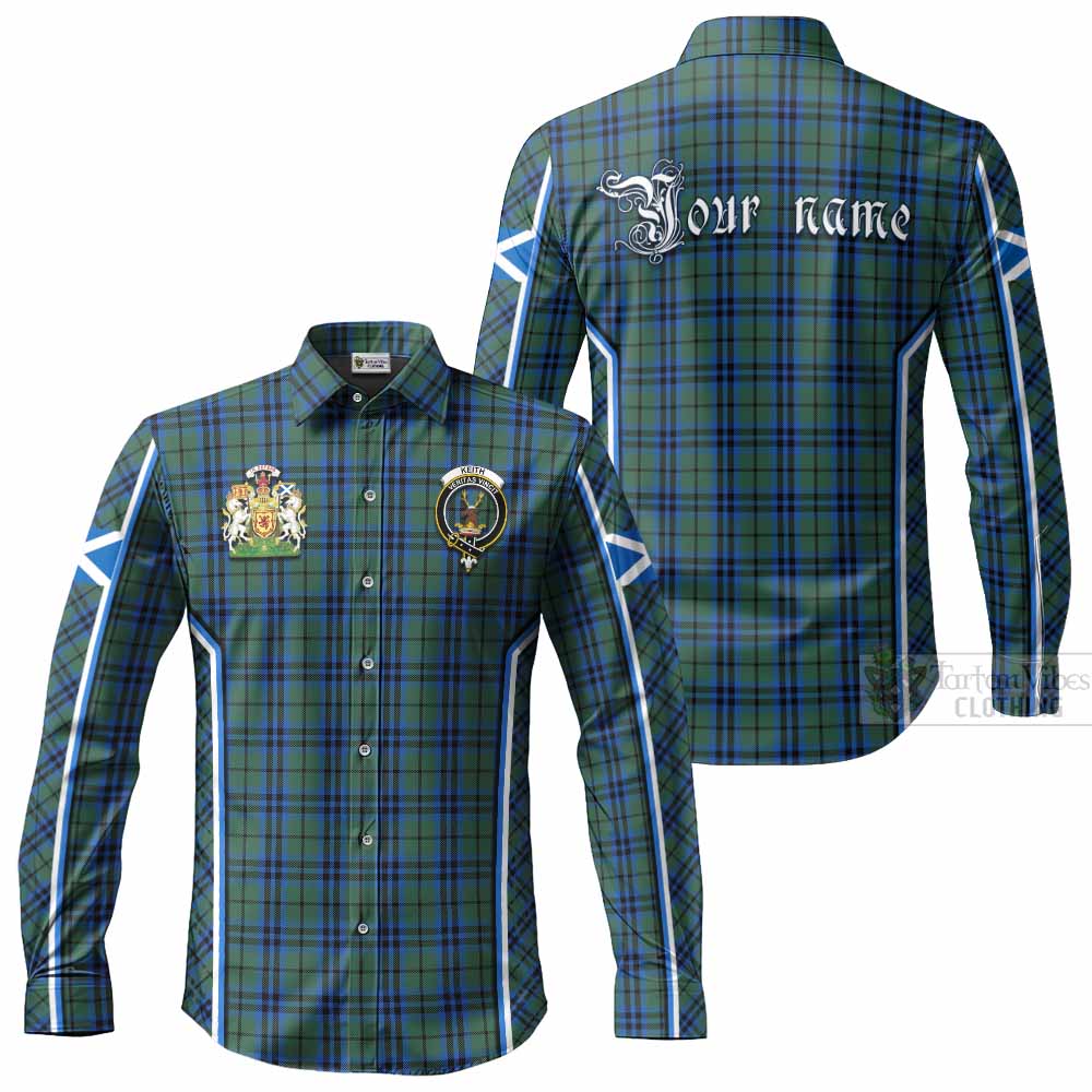 Keith Tartan Crest Long Sleeve Button Shirts Scotland Coat of Arm Flag Style - Tartan Vibes Clothing