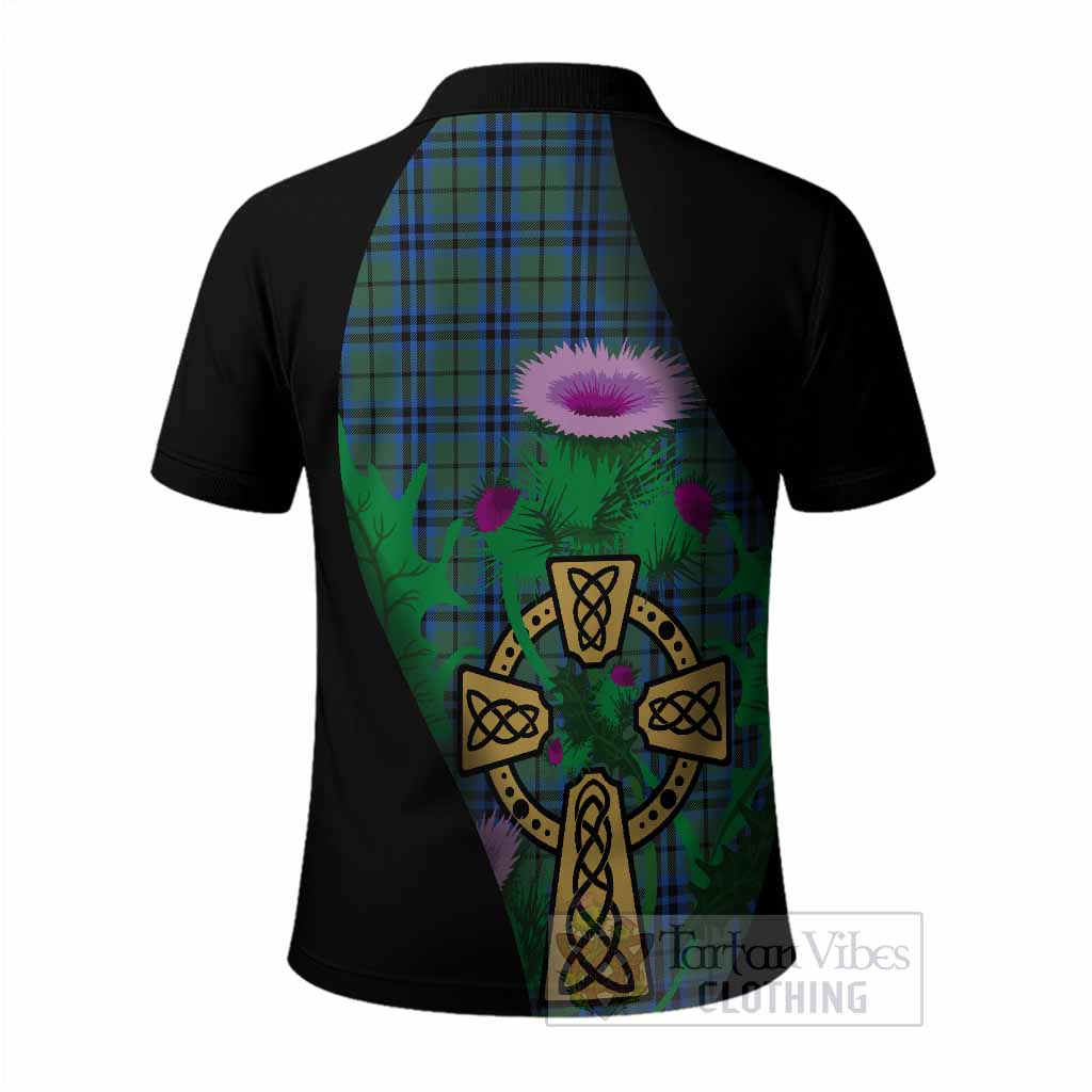 Keith Tartan Crest Polo Shirt Celtic Cross Thistle Flowers