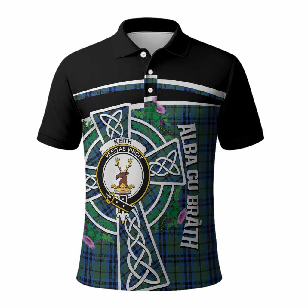 Keith Tartan Crest Polo Shirt Scottish Thistle Celtic Cross Alba Gu Brath