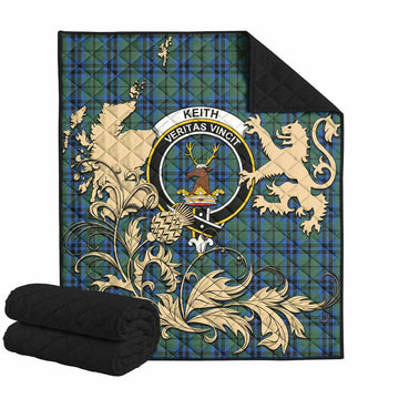 Keith Tartan Crest Premium Quilt with Scottish Iconic Symbols 
