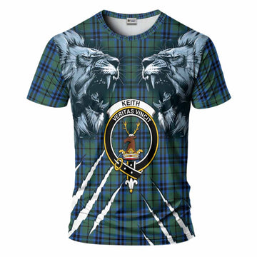 Keith Tartan Crest T-Shirt Ferocious Lion Style
