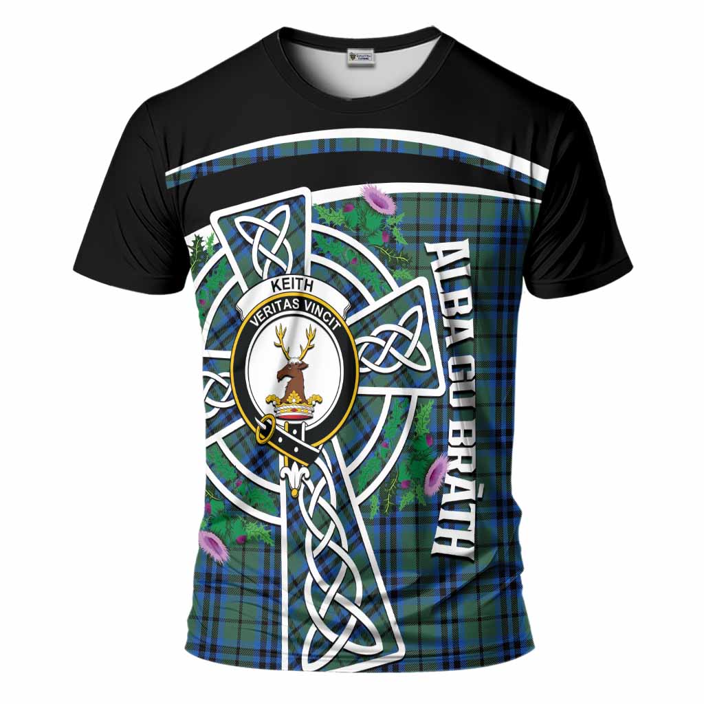Keith Tartan Crest T-Shirt Scottish Thistle Celtic Cross Alba Gu Brath