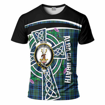 Keith Tartan Crest T-Shirt Scottish Thistle Celtic Cross Alba Gu Brath