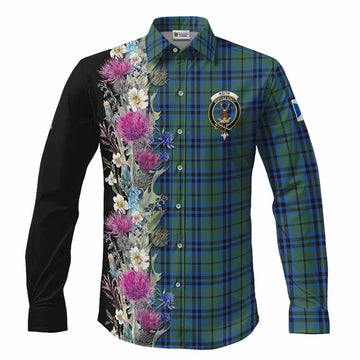 Keith Tartan Crest Thistle Floral Long Sleeve Button Shirts Men's Shirt S - Tartan Vibes Clothing
