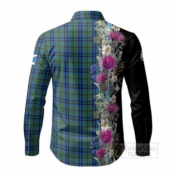 Keith Tartan Crest Thistle Floral Long Sleeve Button Shirts - Tartan Vibes Clothing