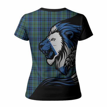 Keith Tartan Crest Women T shirt Scottish Golden Lions Wave Flow