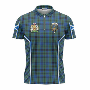Keith Tartan Crest Zipper Polo Shirt Scotland Coat of Arm Flag Style
