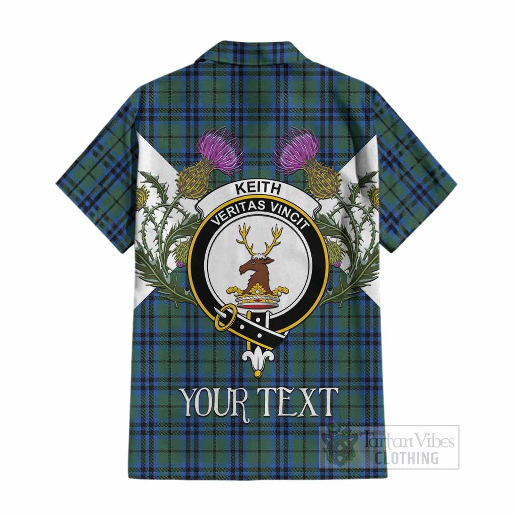 Keith Tartan Family Crest Cotton Hawaiian Shirt Scottish Burns Night Thistle Floral