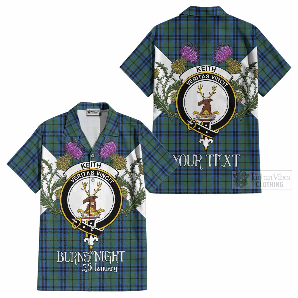 Keith Tartan Family Crest Cotton Hawaiian Shirt Scottish Burns Night Thistle Floral