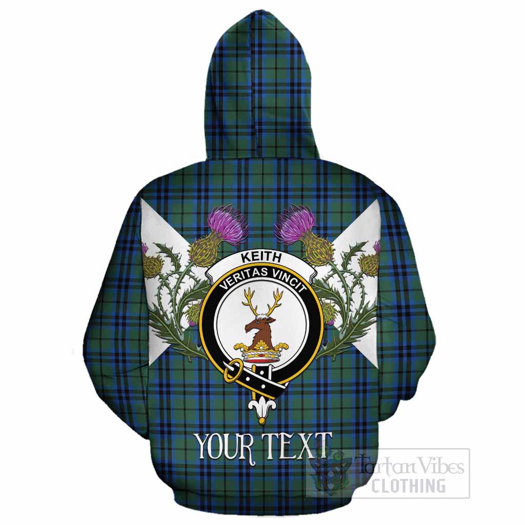 Keith Tartan Family Crest Cotton Hoodie Scottish Burns Night Thistle Floral