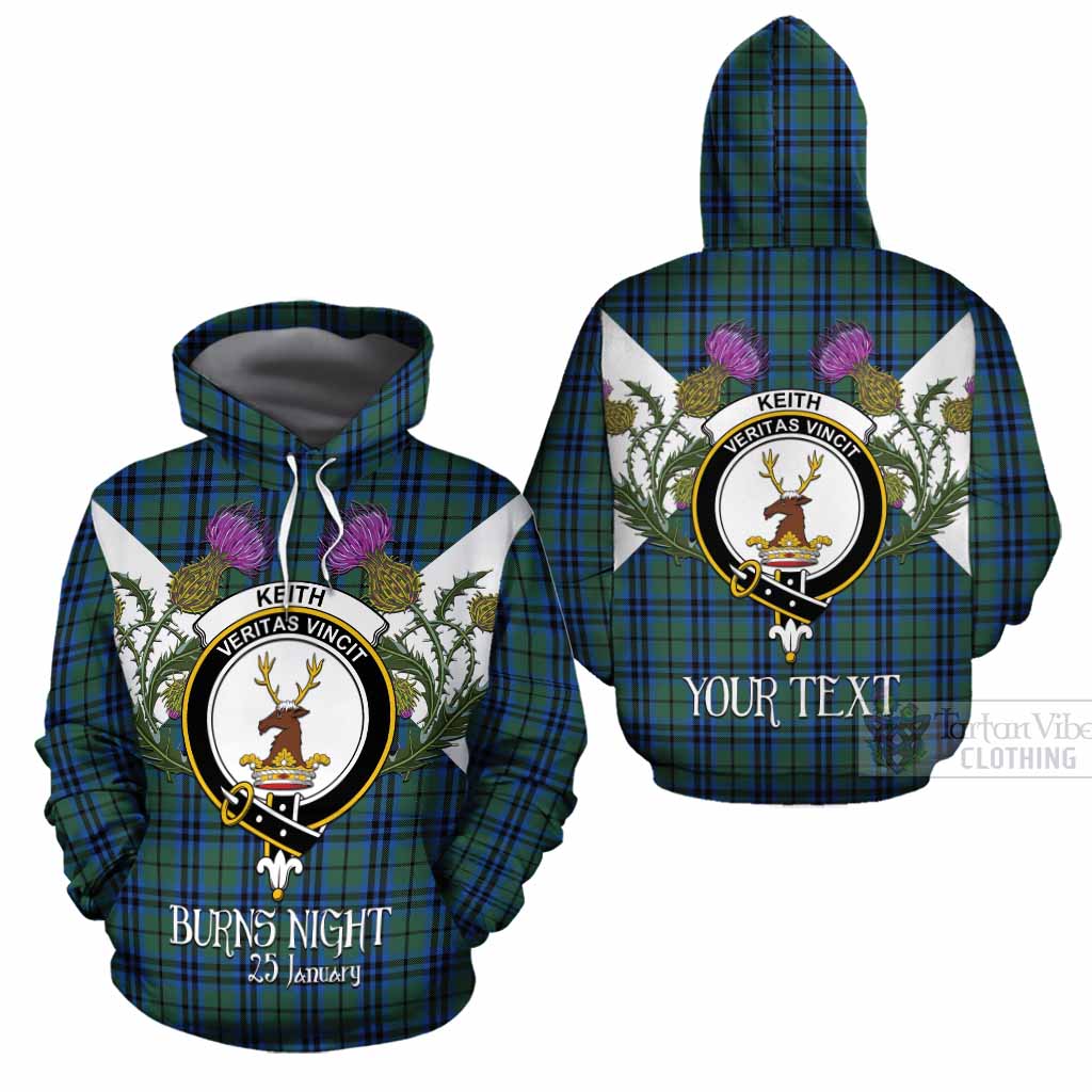Keith Tartan Family Crest Cotton Hoodie Scottish Burns Night Thistle Floral