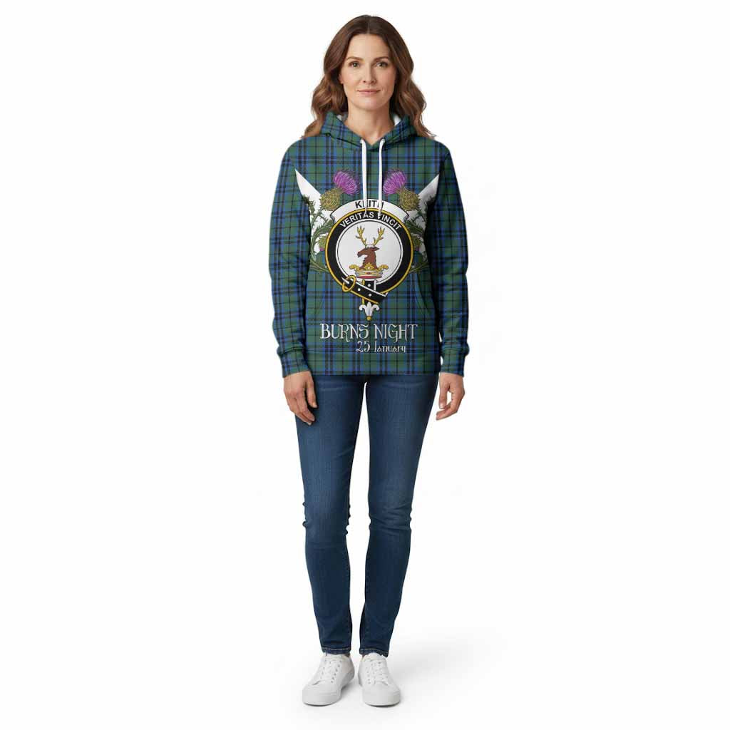 Keith Tartan Family Crest Cotton Hoodie Scottish Burns Night Thistle Floral