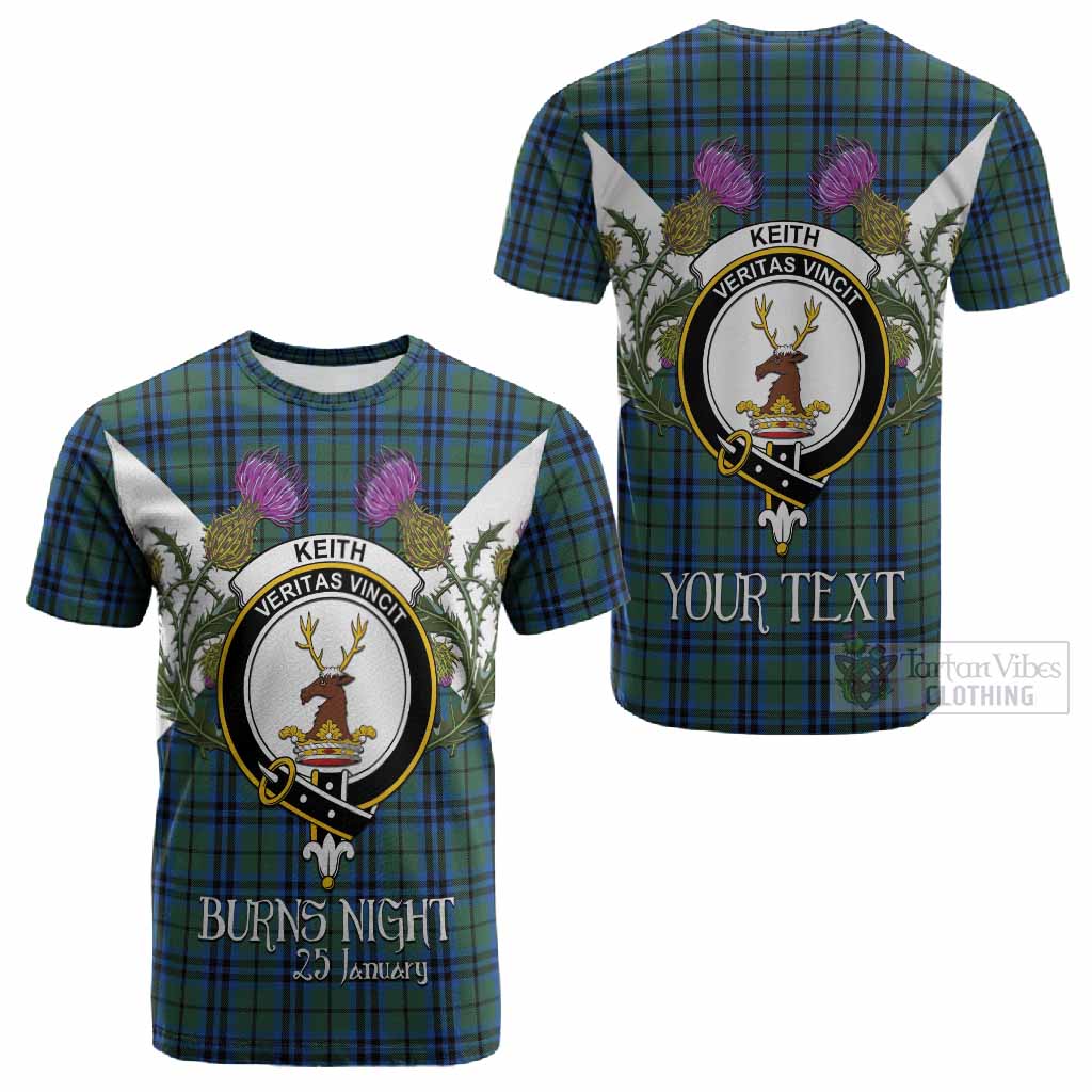 Keith Tartan Family Crest Cotton T-shirt Scottish Burns Night Thistle Floral