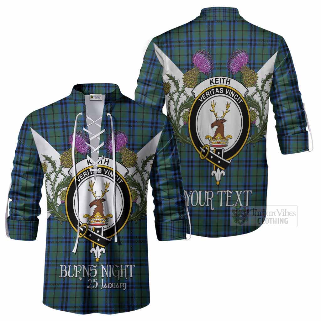Keith Tartan Family Crest Ghillie Shirt Scottish Burns Night Thistle Floral