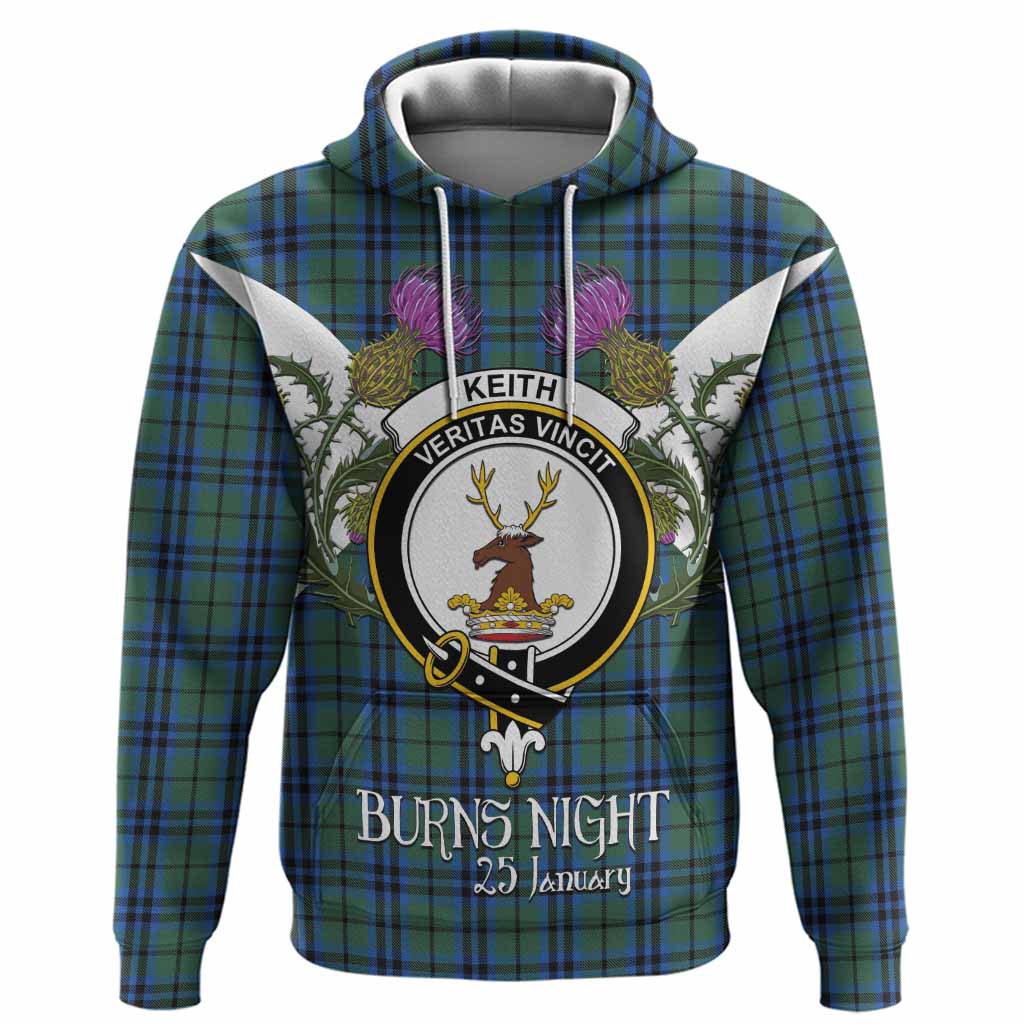 Keith Tartan Family Crest Hoodie Scottish Burns Night Thistle Floral