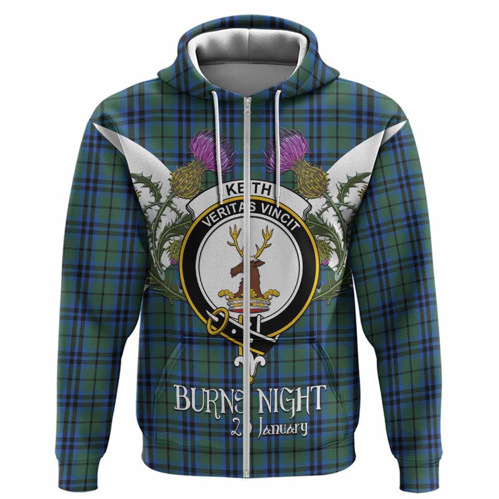 Keith Tartan Family Crest Hoodie Scottish Burns Night Thistle Floral