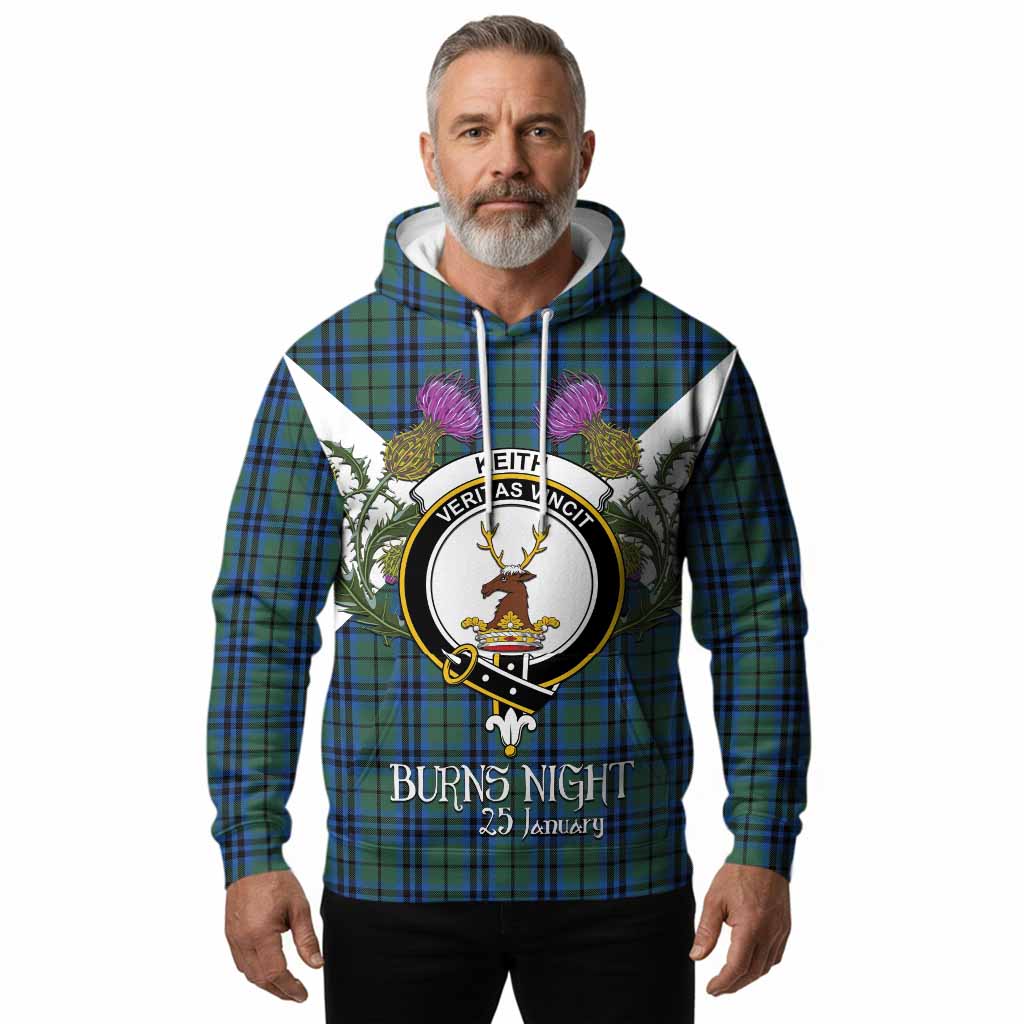 Keith Tartan Family Crest Hoodie Scottish Burns Night Thistle Floral