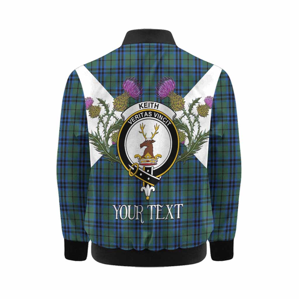 Keith Tartan Family Crest Kid Bomber Jacket Scottish Burns Night Thistle Floral