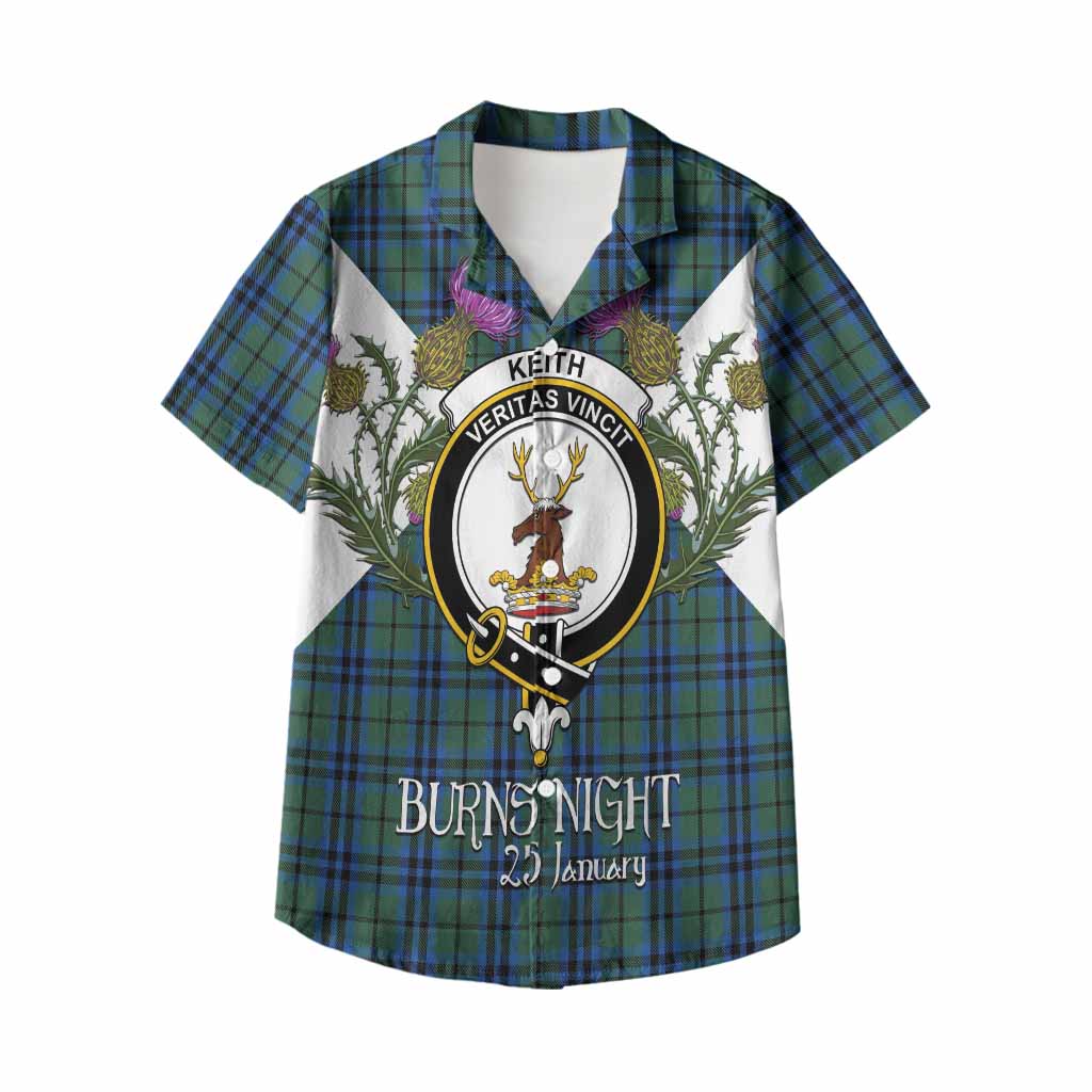 Keith Tartan Family Crest Kid Hawaiian Shirt Scottish Burns Night Thistle Floral