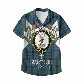 Keith Tartan Family Crest Kid Hawaiian Shirt Scottish Burns Night Thistle Floral