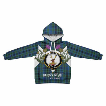 Keith Tartan Family Crest Kid Hoodie Scottish Burns Night Thistle Floral