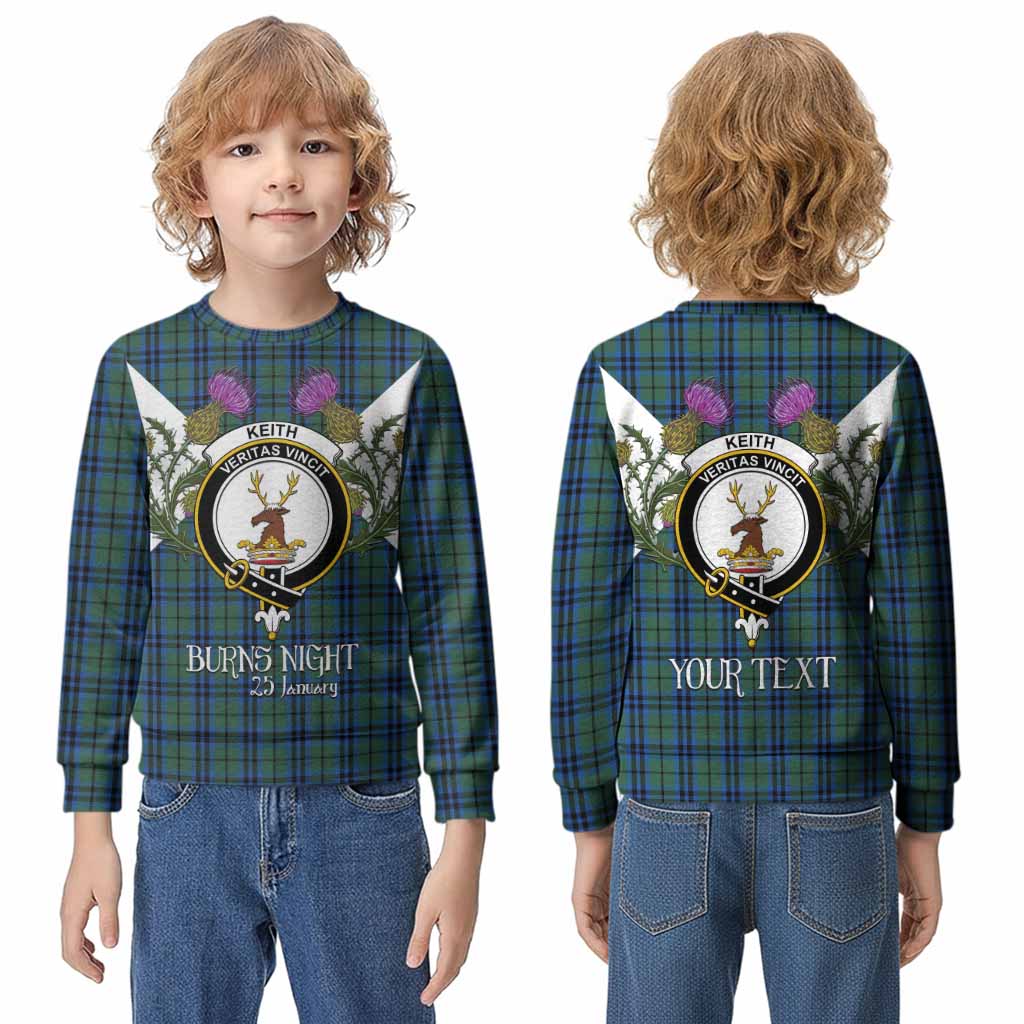 Keith Tartan Family Crest Kid Knitted Sweatshirt Scottish Burns Night Thistle Floral