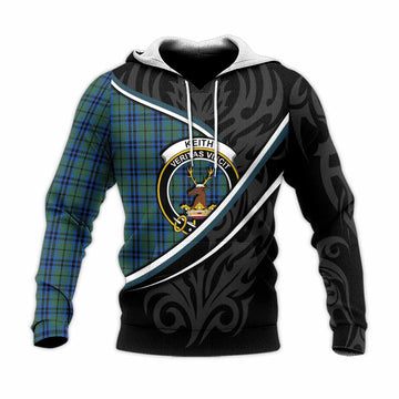 Keith Tartan Family Crest Knitted Hoodie Celtic Scottish Thistle Floral