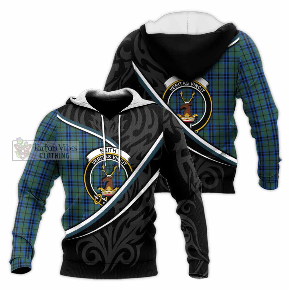 Keith Tartan Family Crest Knitted Hoodie Celtic Scottish Thistle Floral - Tartan Vibes Clothing