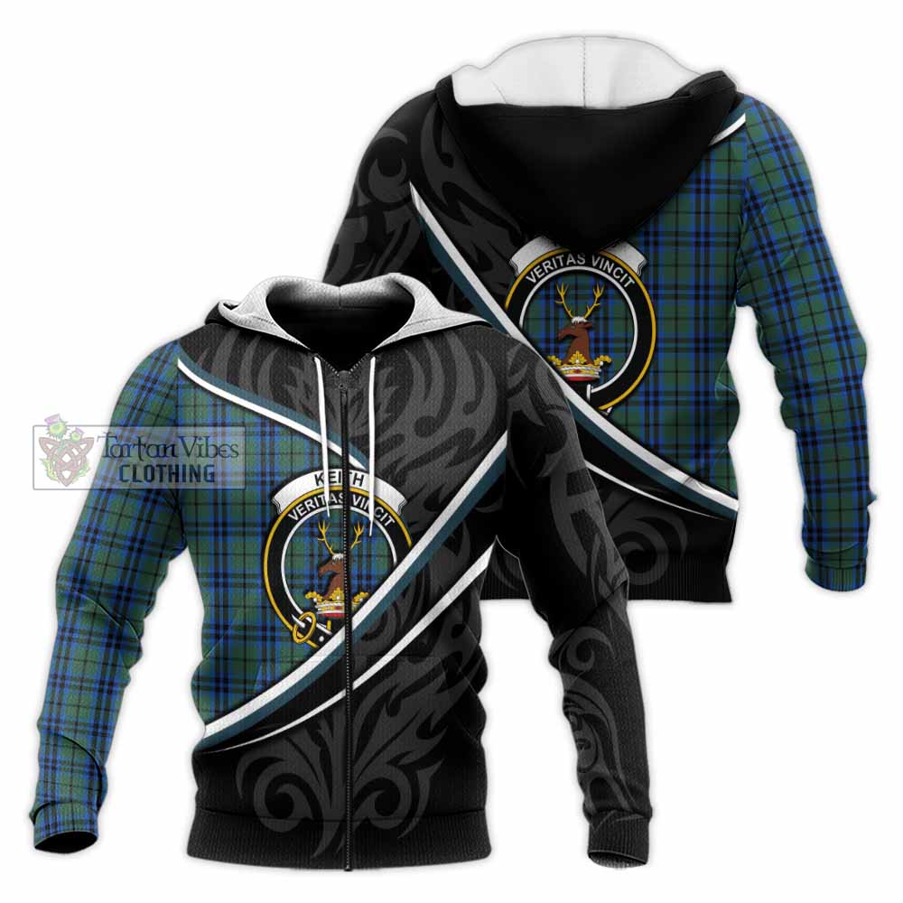 Keith Tartan Family Crest Knitted Hoodie Celtic Scottish Thistle Floral - Tartan Vibes Clothing