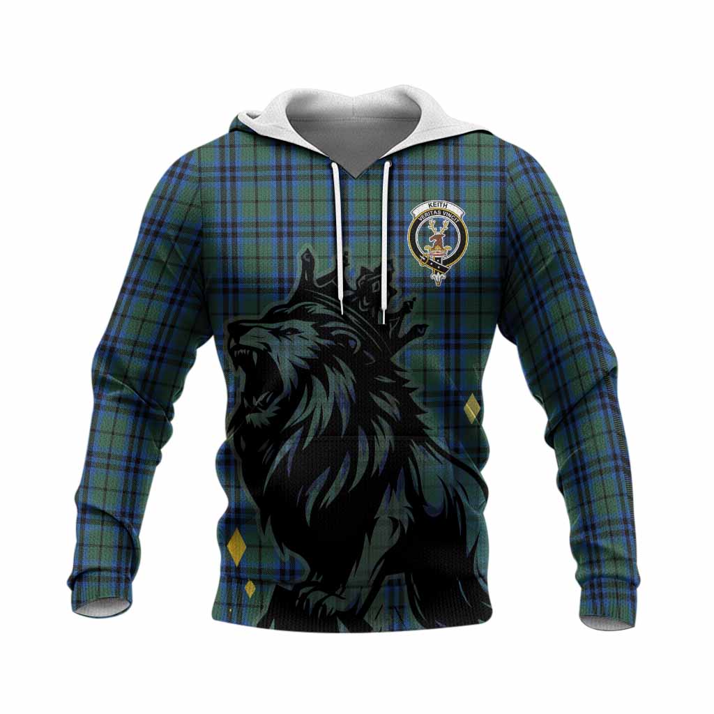 Keith Tartan Family Crest Knitted Hoodie Crowned Lion Roaring