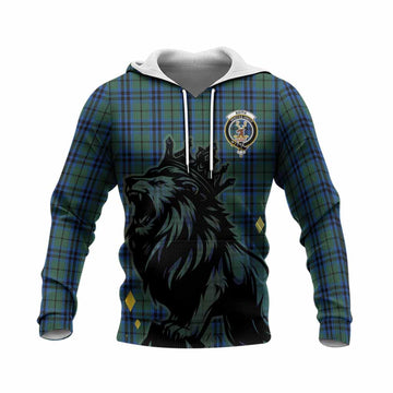 Keith Tartan Family Crest Knitted Hoodie Crowned Lion Roaring