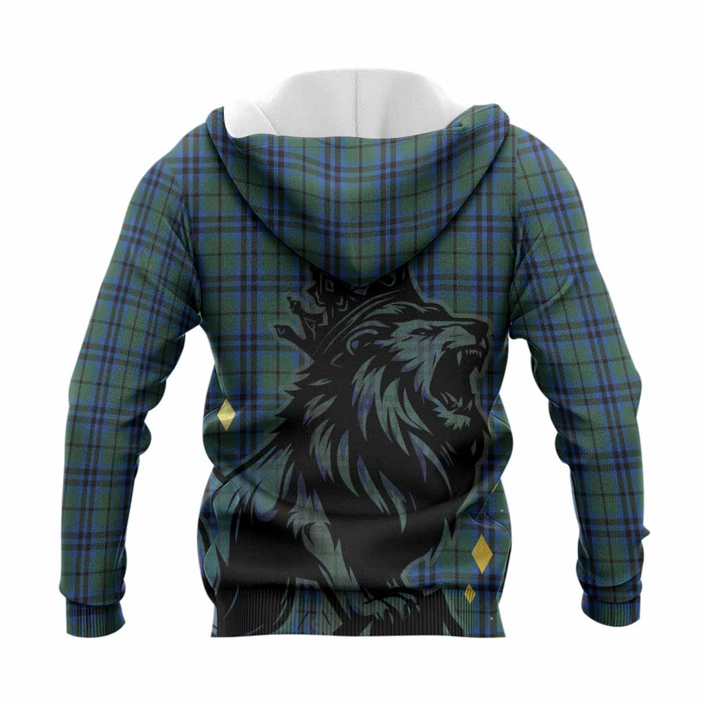 Keith Tartan Family Crest Knitted Hoodie Crowned Lion Roaring